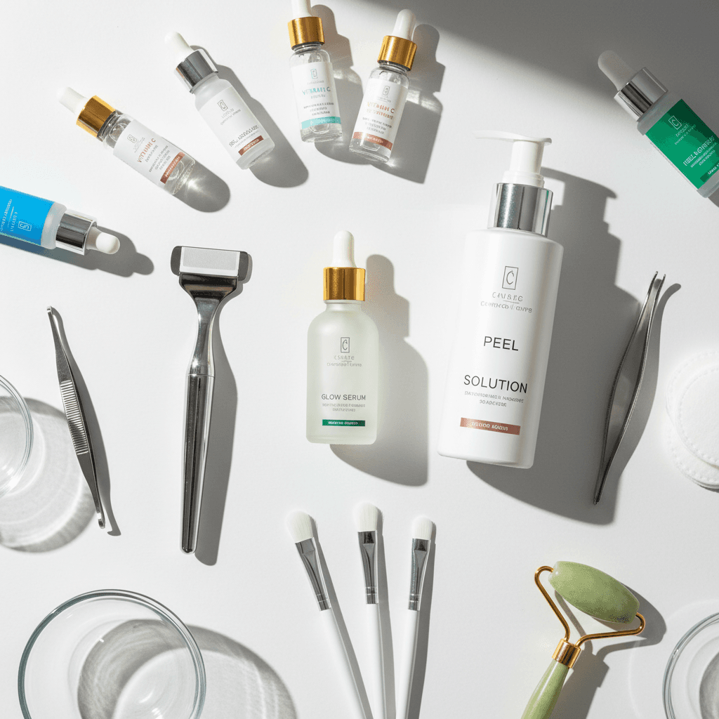 Professional skincare products and treatment tools