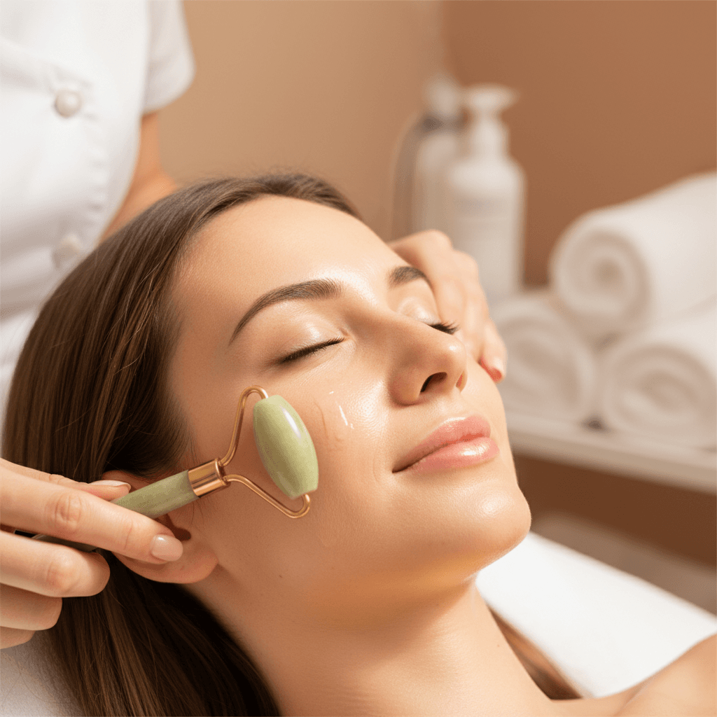 Woman receiving professional medical facial treatment